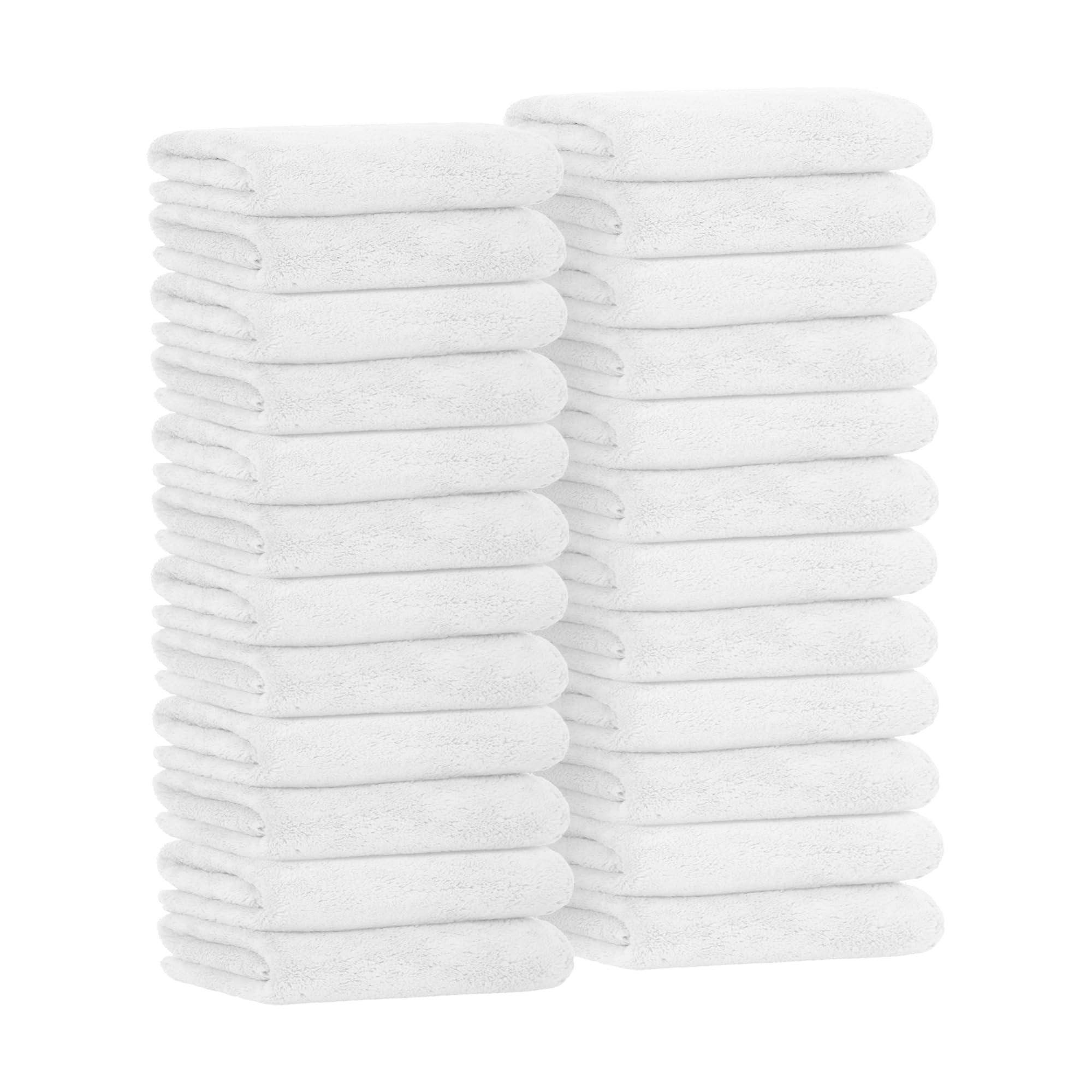 Avalon Towels Microfiber Salon Towel White Hand Towels Bulk 24 Pack 16"x26" - Fleece Microfiber Hand Towel, Soft & Ultra-Absorbent Ideal for Facial Spa & Gym Work Out (Not Bleach Proof)