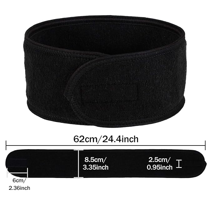 Whaline Spa Headband 4 Pcs Black Makeup Hair Band Facial Head Wrap Hair Tie