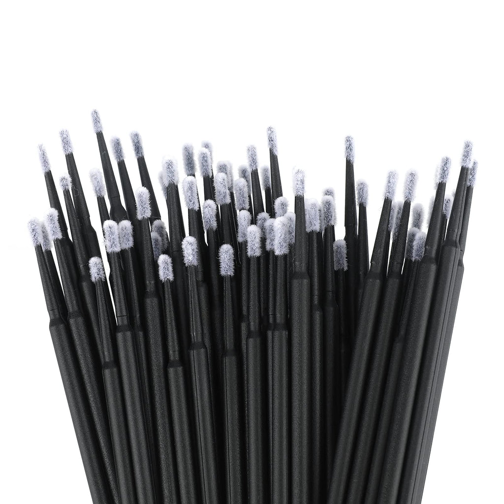 G2PLUS 500PCS Cotton Swabs, Black Disposable Micro Applicators Brush for Makeup and Personal Care, Micro Swabs for Eyelash Extensions, Nails, Eyeliner (Head Diameter: 2.5mm/0.098'')