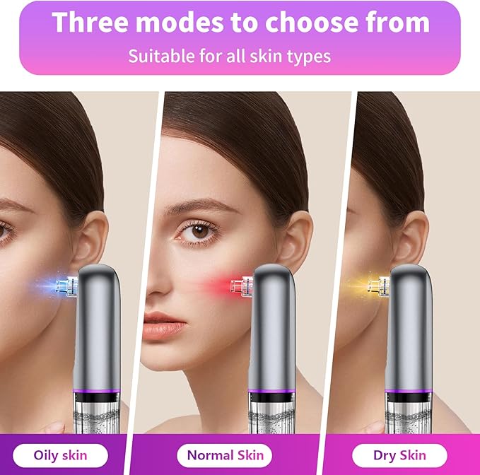 Blackhead Remover Vacuum with Microbubble Cleaning, Facial Pore Extractor & Pro Cleanser Tool, 3 Suction Levels, 5 Replaceable Heads for Deep Cleansing & Skin Care