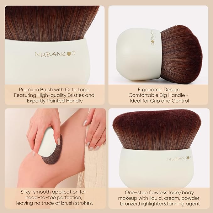 NUBANGOO Extra Large Body Makeup Brush,Tanning Brush, Self Tanner, Foundation Bronzer Brush Cream Powder liquid Foundation, Body Lotion, Self-tan Mousse, Face Neck Leg Full Body Blending Brush(White)
