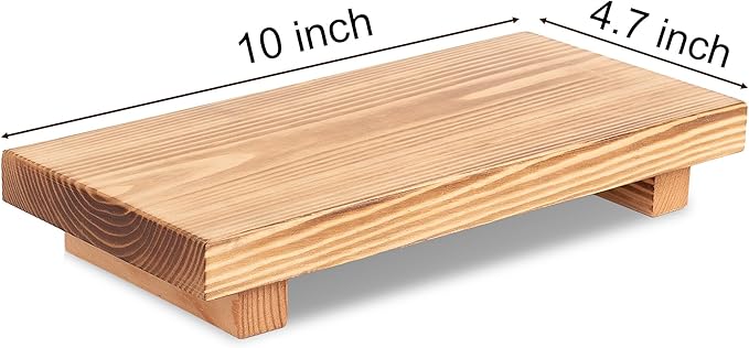 Bathroom Tray Wood Riser Kitchen Decor Soap Holder, 10" x 4.5" Brown