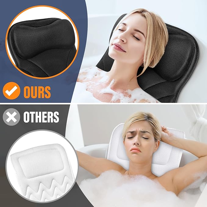 Full Body Bath Pillow for Bathtub, Thick Bathtub Cushion with Laundry Bag,Bath Tub Pillows for Headrest Neck and Back Support Gray 51" x 17"