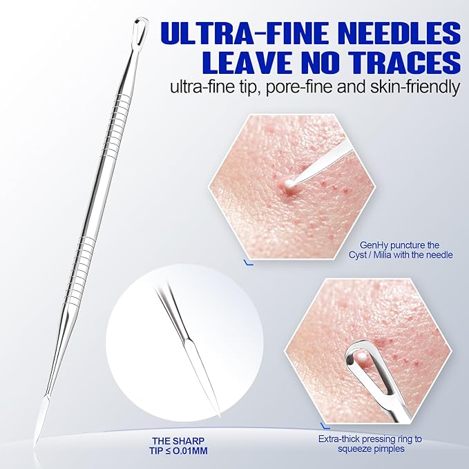 Professional Blackhead Remover Pimple Popper Tools Kit, Pore Prep Scraper, Precision Nose Blackhead Extractor Tweezers, Black Head Removal for Face Acne, Whitehead Popping Extractor, Blemish Comedone