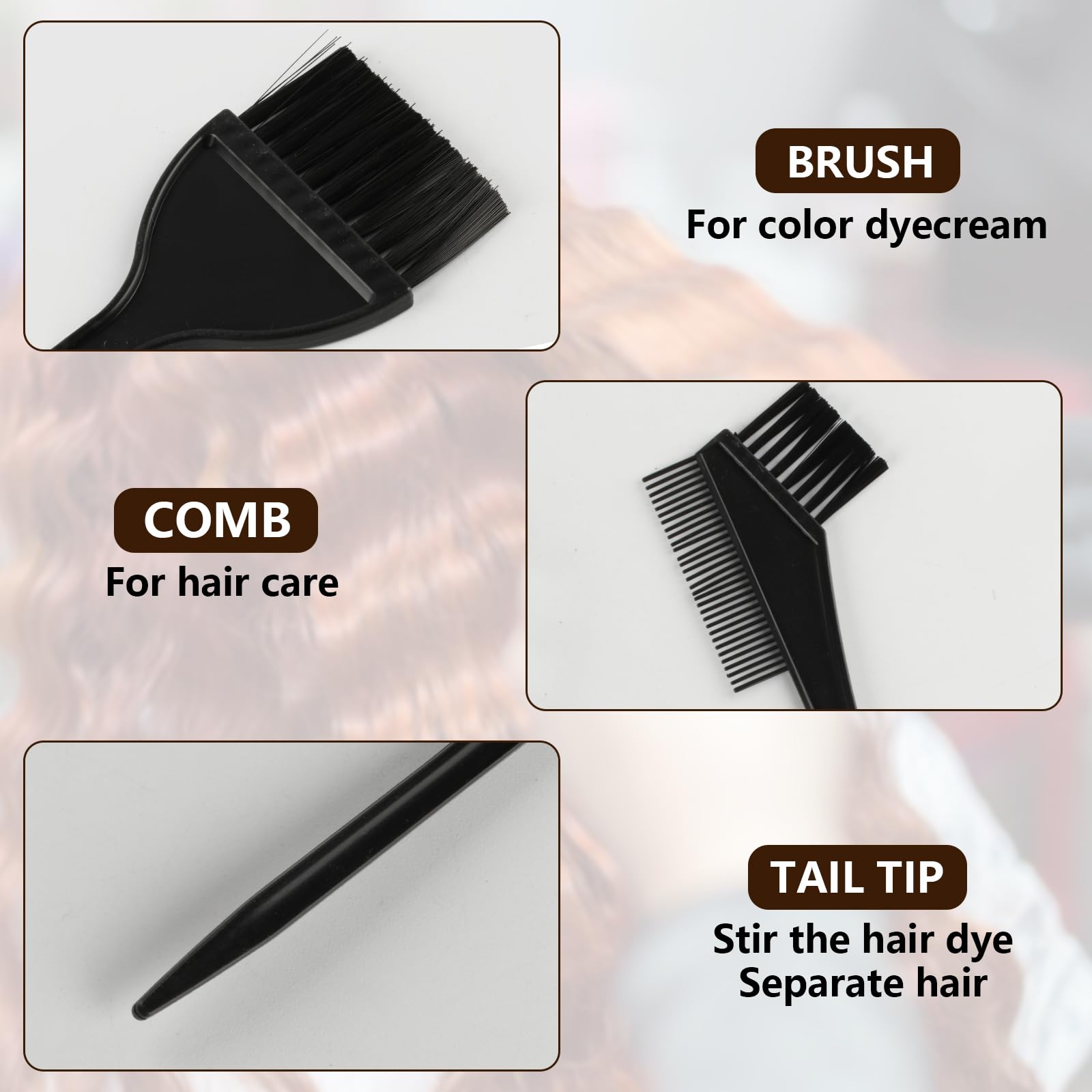 6 Pcs Hair Dye Brush Applicator Kit, Hair Color Brushes for Women Men, Hair Coloring Brush Set, Hair Color Applicator Brush Combs, Hair Dye Applicator Brush, Hair Tint Dyeing Hair Dying Tools Kits