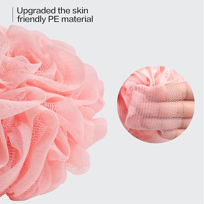 Fishent Bath Loofah Sponge, 3 Pack loofahs Exfoliating Body Scrubber, 60g Soft Mesh Pouf Shower Puffs, Loofa for Women and Men