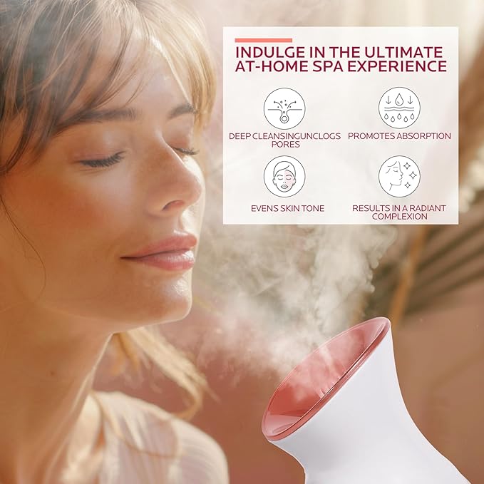 Colorfarm Facial Steamer Nano Ionic: Face Steamer Home Spa Kit Deep Cleaning Unclogs Pores Sinuses Inhaler with 8 Skin Care Tools - Self Care Gifts for Women (Deep Cleansing Facial Kit)