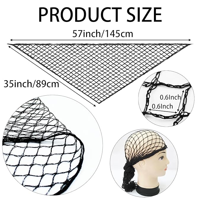 6 Pcs Triangle Hair Net Women Black Mesh Extra Large Sleeping Plopping Cap Salons Holding Drying Curly Hair Styles for Rollers Good Service Workers