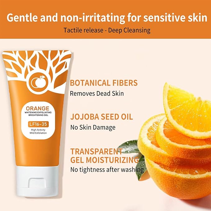 Ezyuanchly Orange Exfoliating Gel, Moisturizer Face Body Scrub Gel,Deep Cleansing Moisturizing Facial Exfoliator,Natural Orange Peeling Gel Face Scrub (2PCS)