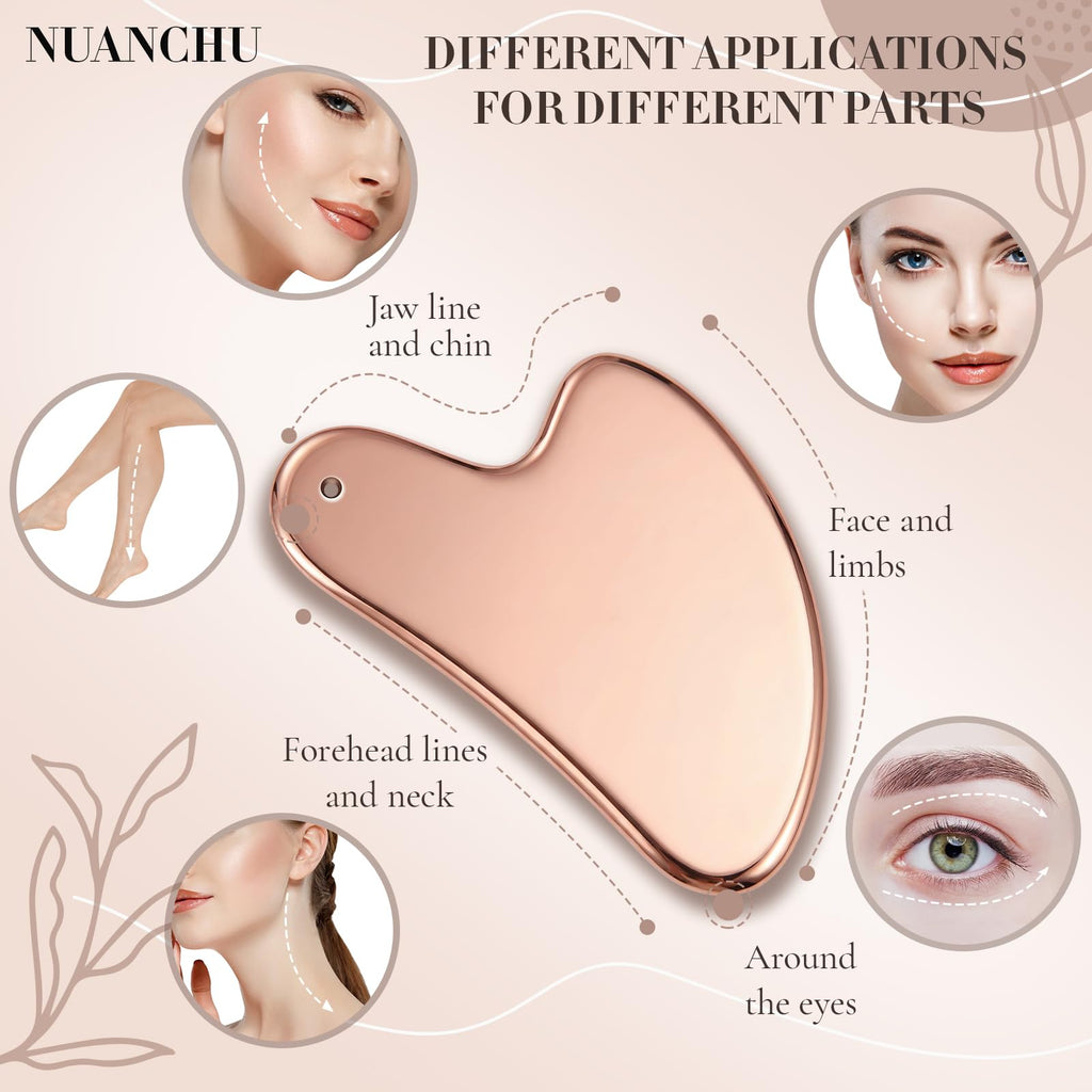 Nuanchu 304 Stainless Steel Gua Sha Facial Tool Pink
