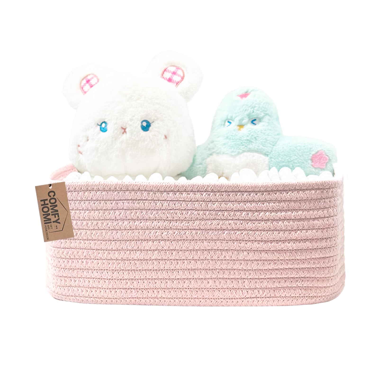 COMFY-HOMI 11.5"x7.5"x4.7" Storage Baskets for Organizing | Cotton Rope Woven Basket | Toy Storage Bin Box | Basket for Shelves, Closet Organizer Bin, Decorative Closet Shelf, 1 Pack