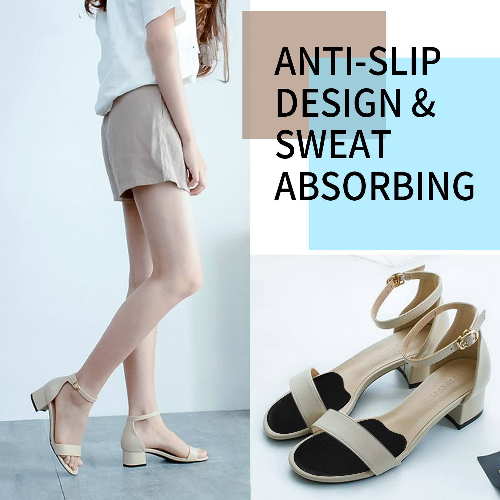 RUGLAMZHIP 4 Pairs Forefoot Cushion Inserts for Women Shoes