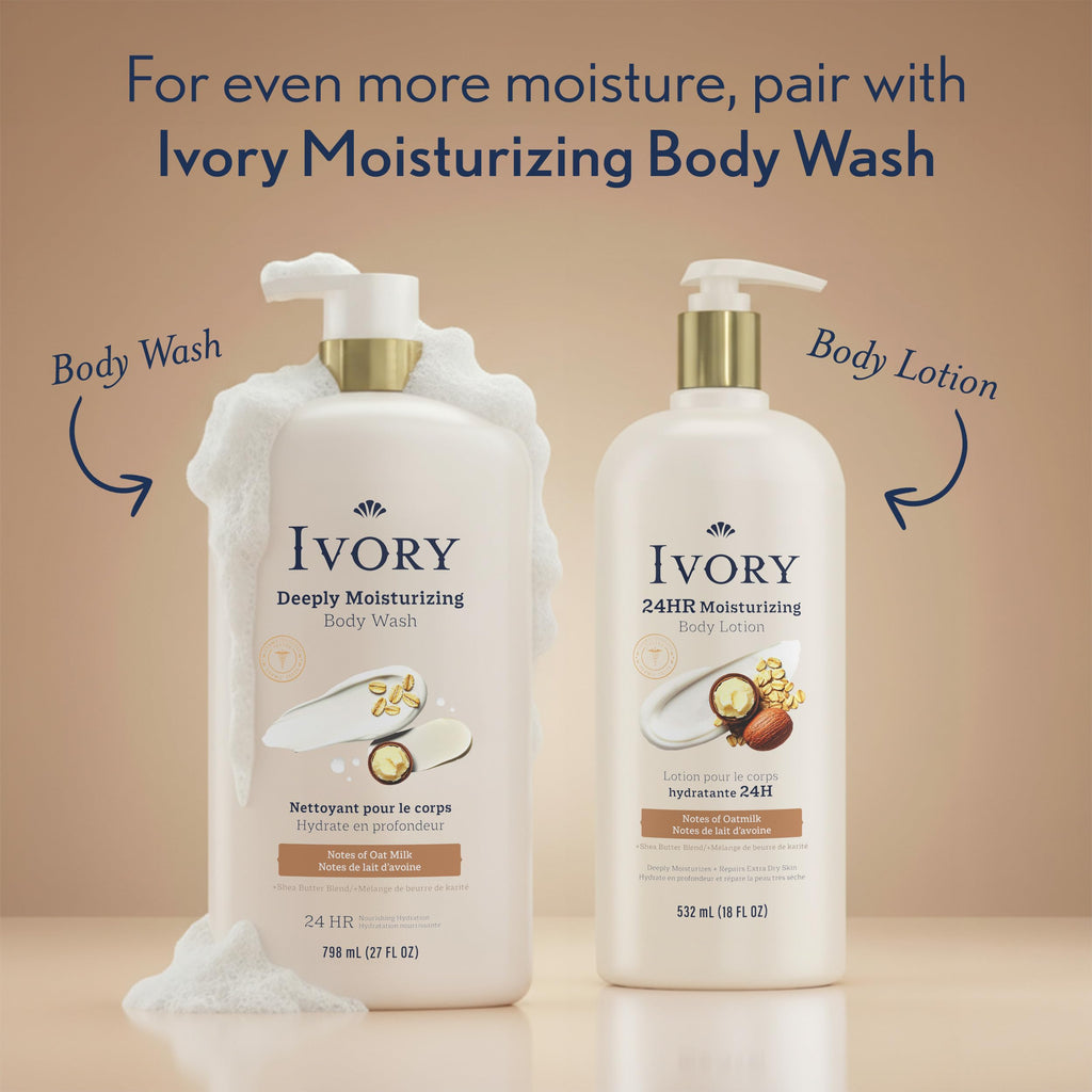 Ivory Hand & Body Lotion for Women & Men, Oatmilk Scent, 18 fl oz
