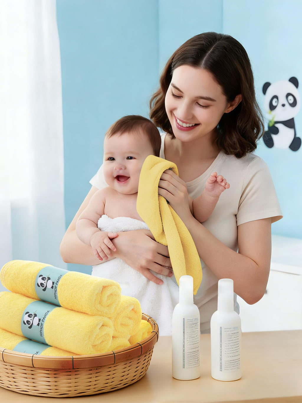 HIPHOP PANDA Ultra Soft Baby Washcloths, 2-Layer Absorbent Wash Cloths