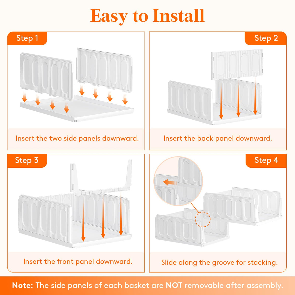 Lifewit Stacking Closet Organizers Shelf for Clothes 6 Pack 16.1" Depth