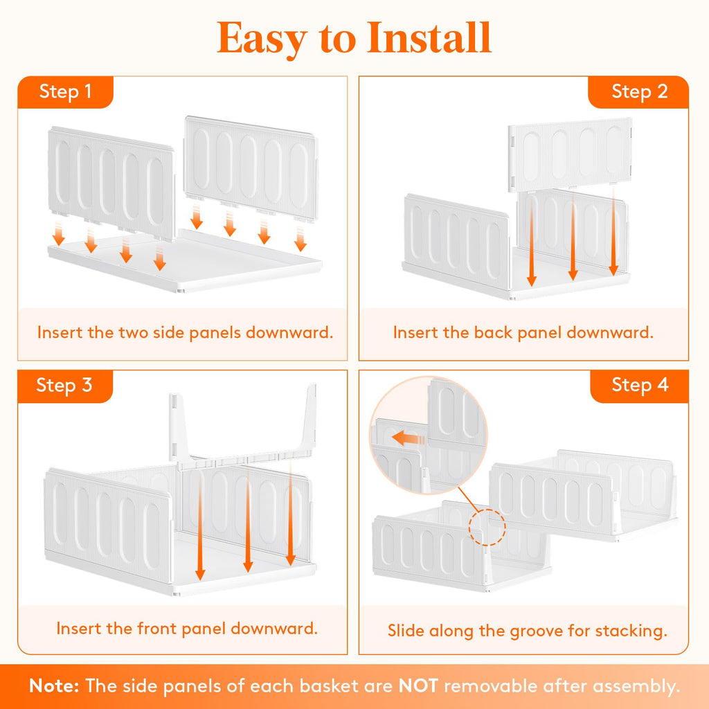 Lifewit Stacking Closet Organizers Shelf for Clothes 6 Pack 16.1" Depth