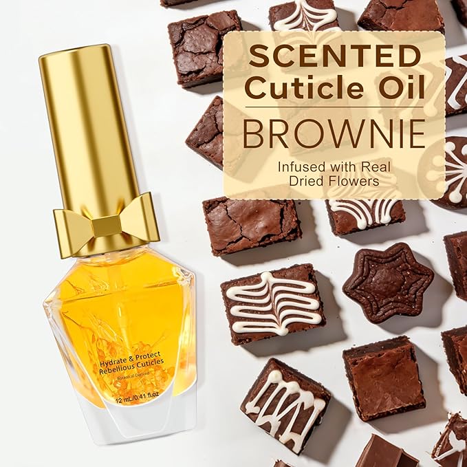 Cuticle Oil, Cuticle Nail Oil Infused with Real Flowers, Brownie 12ml