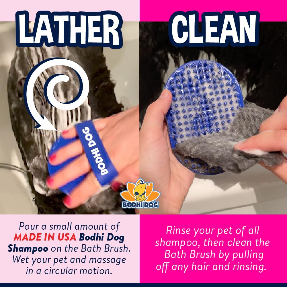 Bodhi Dog Shampoo Brush - Pet Grooming & Bath Supplies for Dogs and Cats - Bath Brush for Long & Short Hair - Premium Scrubber for Shower, Showerhead, Sprayer & Bathing (One Pack, Pink)