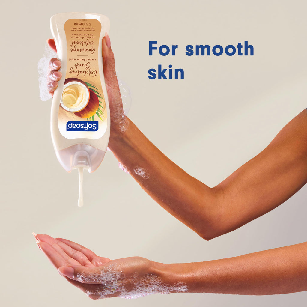 Softsoap Body Wash, Coconut Butter Scrub , Exfoliating Body Wash, 20 Ounce, 4 Pack