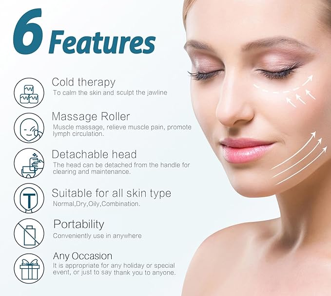 ESARORA Ice Roller for Face & Eye, Puffiness, Migraine, Pain Relief and Minor Injury, Skin Care Products with 2 Roller (Plastic & Stainless Steel)