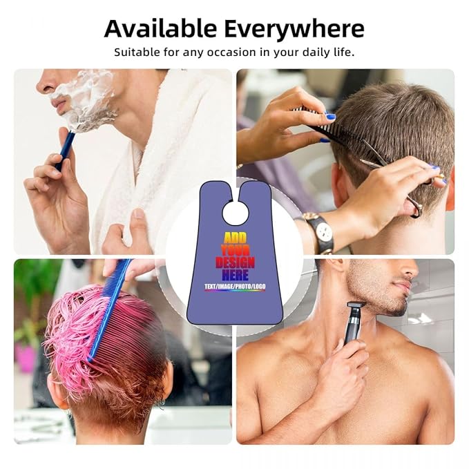 Custom Beard Apron for Men Personalized Gift with Name Image Picture Text Beard Shave Cape Customized Beard Trimming Catcher Bib for Bathroom Violet