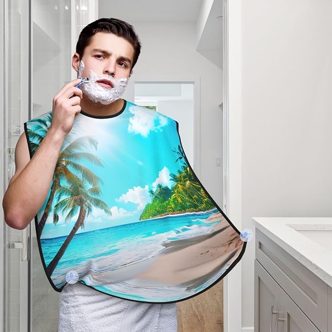 Underwater Scenery Print Beard Bib Shaving Apron, Beard Hair Trimming Cape Gift For Dad