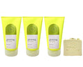 Bath & Body Works Glowing With Fruit Enzyme 3 Pack Body Polish Bundle with a 4 oz Marbela Wild Jasmine Bar Soap