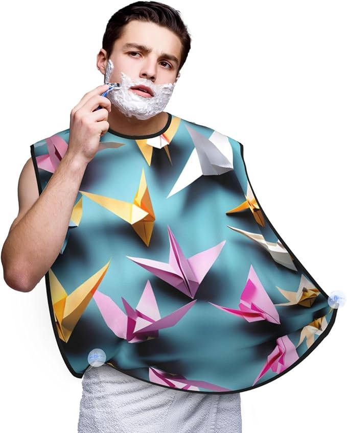 Pinks Cotton Candy Print Beard Bib Shaving Apron, Beard Hair Trimming Cape Gift For Dad