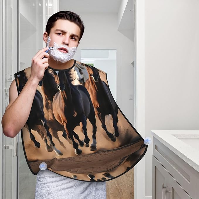 Black And White Marble Texture Print Beard Bib Shaving Apron, Beard Hair Trimming Cape Gift For Dad