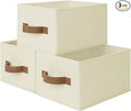 StorageWorks Closet Organizer Storage Baskets, Storage Bins for Shelves, Fabric Organization and Storage, Foldable Closet Organizer for Clothes, Ivory White, 3-Pack, Small