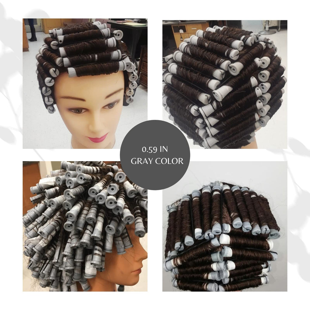 Perm Rods,60 pcs Hair Rollers for Natural Hair Long Short Styling Tool Curlers Small Size 0.59 inch Gray Color