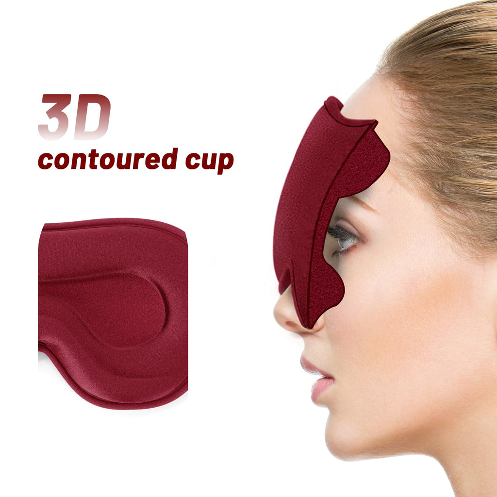 Sleep Eye Mask for Men Women, Lash Extensions 3D Sleeping Mask, Travel Blackout Night Blindfold Eye Shade Cover with Adjustable Strap (Red)