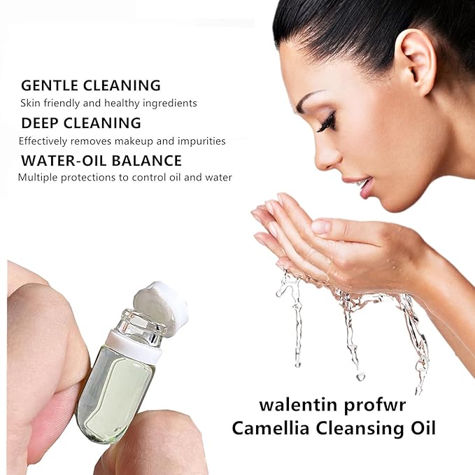 walentin profwr Cleansing Oil for Face, 30 Pcs Mini Moisturizing Camellia Seed Travel Size Deep Cleansing Oil, Portable Makeup Remover Oils, Gentle Cleaning Oils for All Skin Types