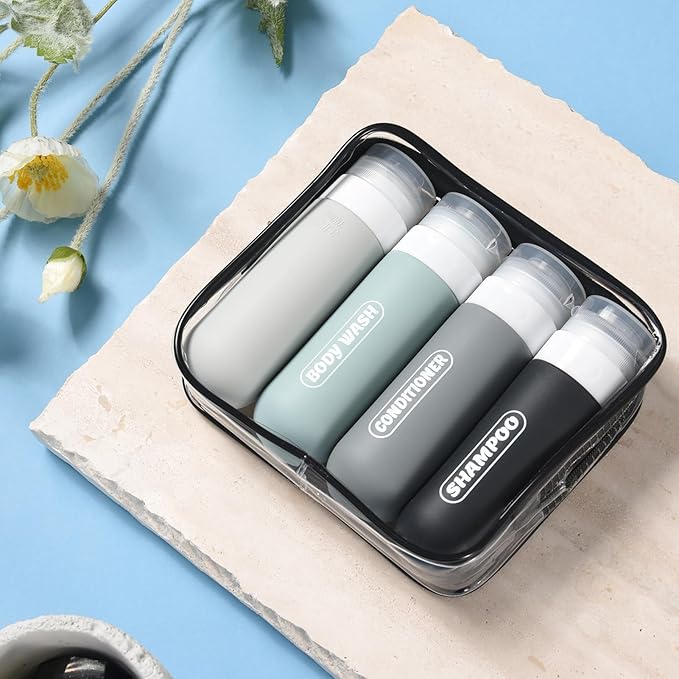 YNSHOUNA Pre-printed Silicone Travel Bottles for Toiletries 3oz