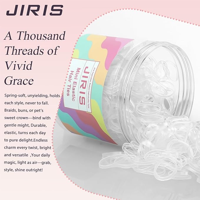 Clear 1000pcs Mini Hair Rubber Bands, Soft & Durable Plastic Elastic Hair Ties for Little Girls, Stretch Ponytail Ties for Kids Hairstyles and Braids