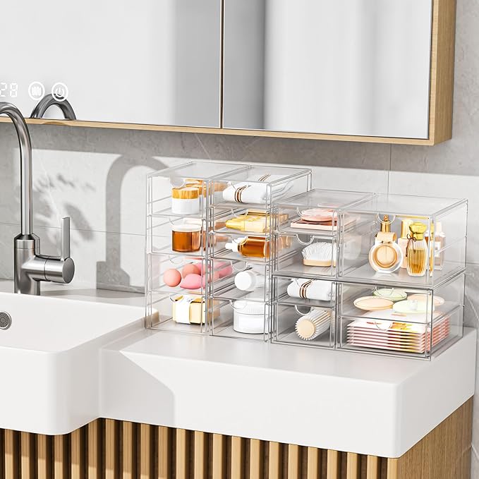 Stackable Storage Drawers, Acrylic Organizers,7 Drawers