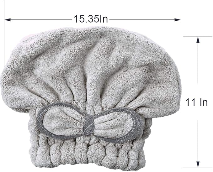 Jseng [New Upgrade] Microfiber Hair Drying Towel Cap, Extrame Soft & Ultra Absorbent, Fast Drying Hair Shower Cap for Girls and Women