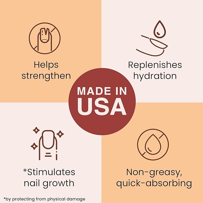 Organic Nail and Cuticle Oil - USA Made Nail Oil for Growth & Strength