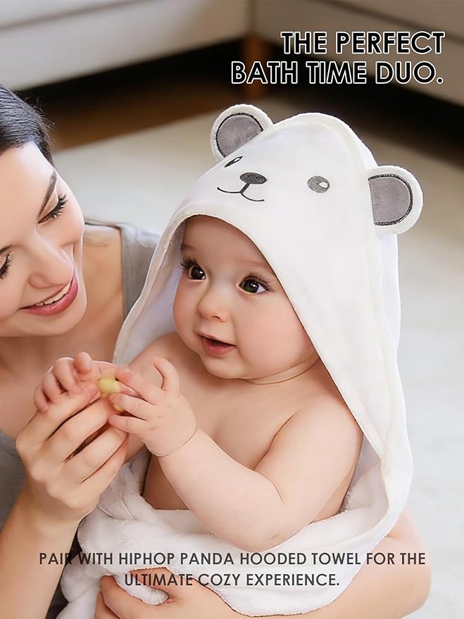 HIPHOP PANDA Baby Washcloths, Rayon Made from Bamboo - 2 Layer Ultra Soft Absorbent Newborn Bath Face Towel - Reusable Baby Wipes for Delicate Skin - Boho Earth Tones, 6 Pack