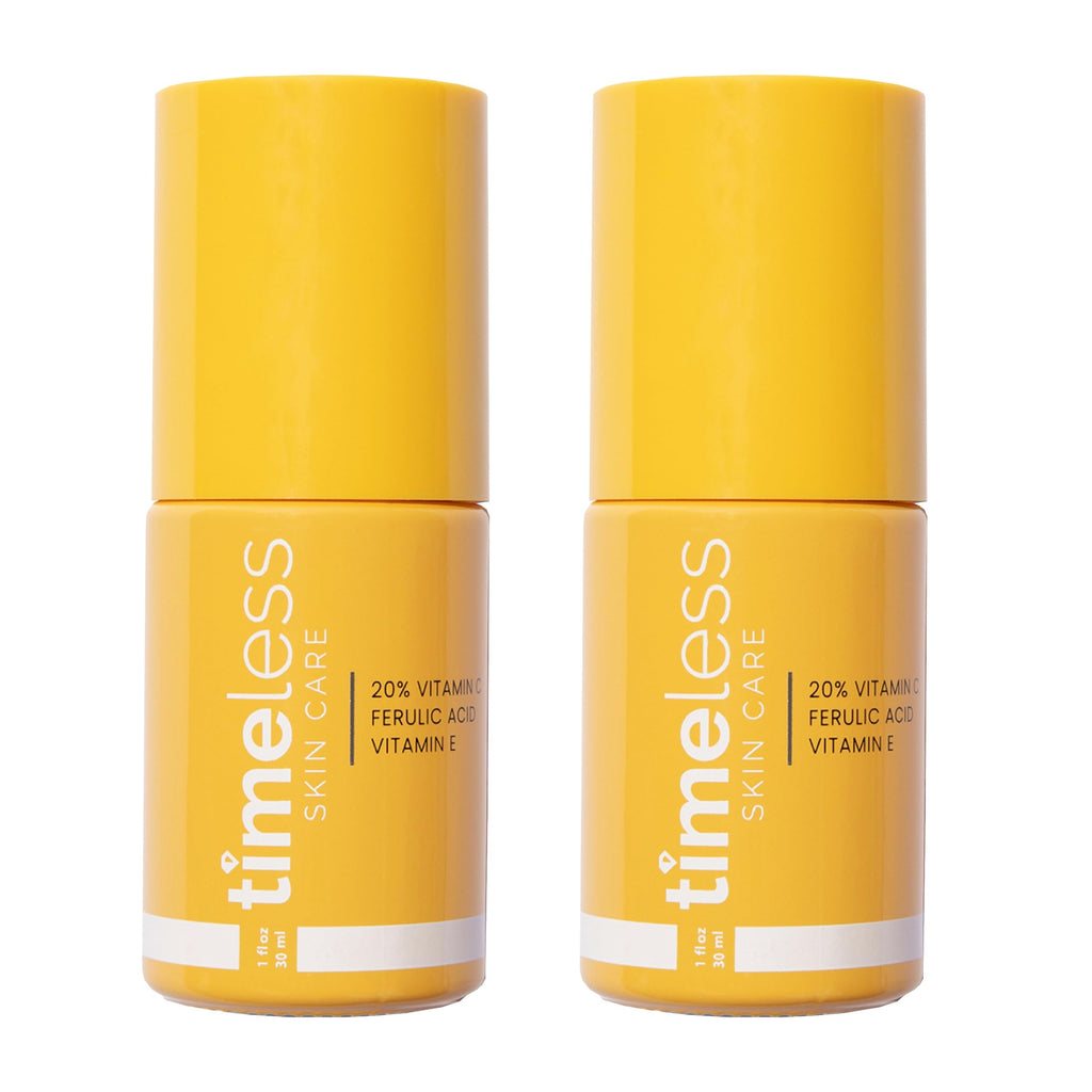 Timeless Skin Care Vitamin C Serum with Vitamin E & Ferulic Acid - Brightening Serum - for Oily & Dry Skin - Fragrance-Free 1 oz (Pack of 2)