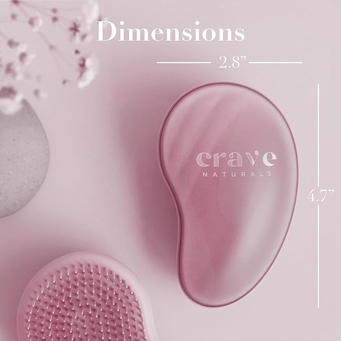 Crave Naturals Mini Detangler Hair Brush Pink – Glide Thru Hair Detangler Brush for Women, Kids & Toddlers – Gentle Scalp Care, No-Pain Tangle-Free Hairbrush for All Hair Types, Travel Hair Brush