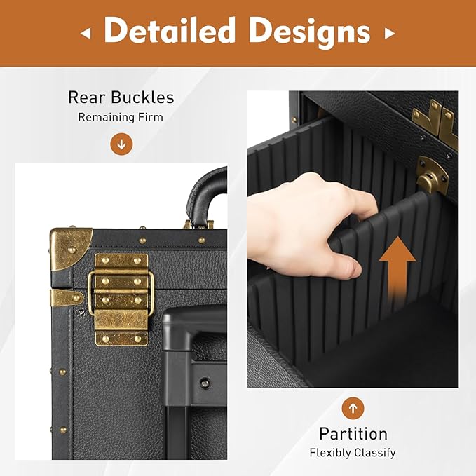 UIdili Rolling Makeup Train Case with Drawer, Lockable Hairstylist Traveling Case Stylist Storage Trolley, Beauty Salon Cosmetic Luggage Travel Organizer Tool Box with Hair Dryer Holder