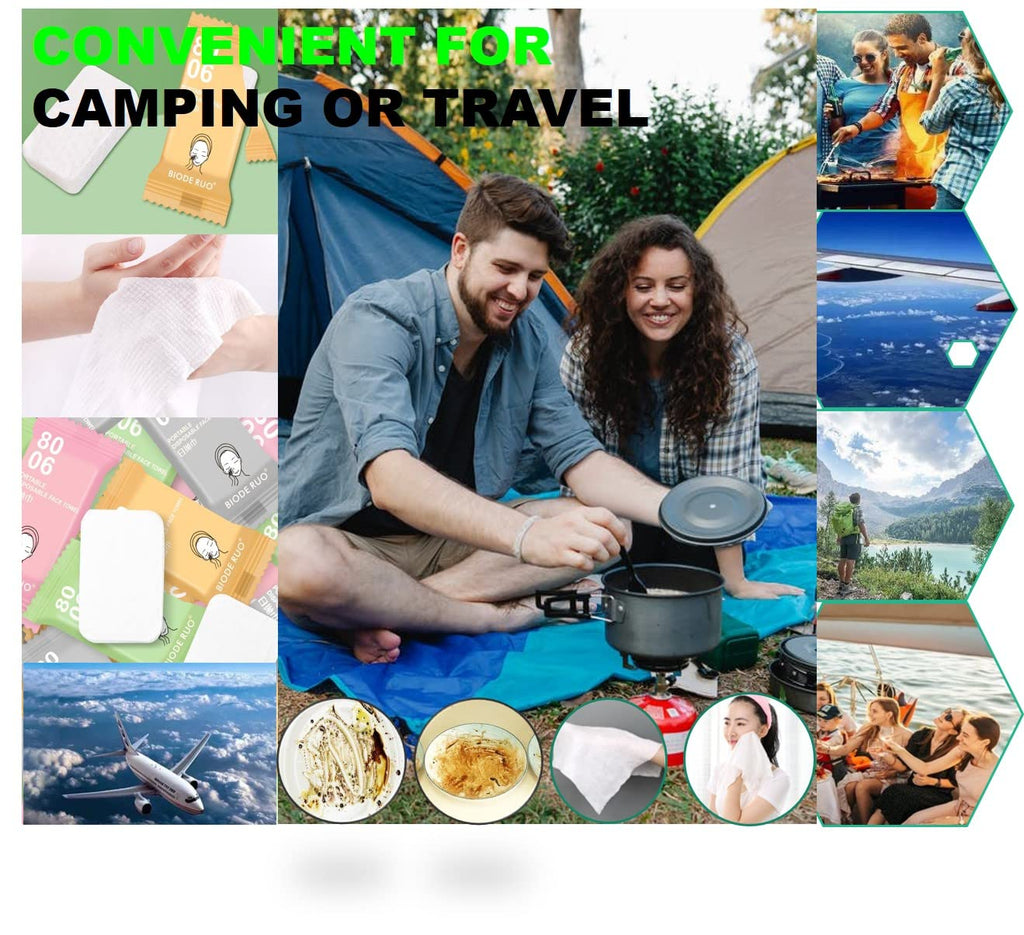 QUALIALL Premium Compressed Towels, Pure Cotton Portable Washcloth for Camping or Travel…