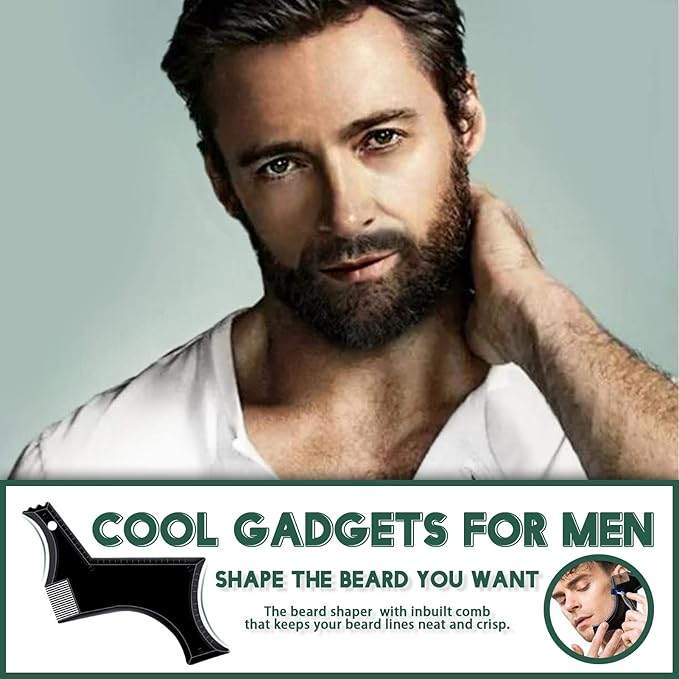 Beard Shaping Tool Trimmers for Men, Kucheed Beard Shaper with Inbuilt Comb Cool Care Black Transparent, Beard & Mustache Trimmers Cut Buddy Beard Lineup Tool Styling Template Comb barber Accessories