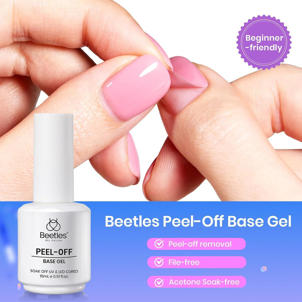 Beetles Peel Off Gel Base Coat 15ml Easy Removal for Gel Polish
