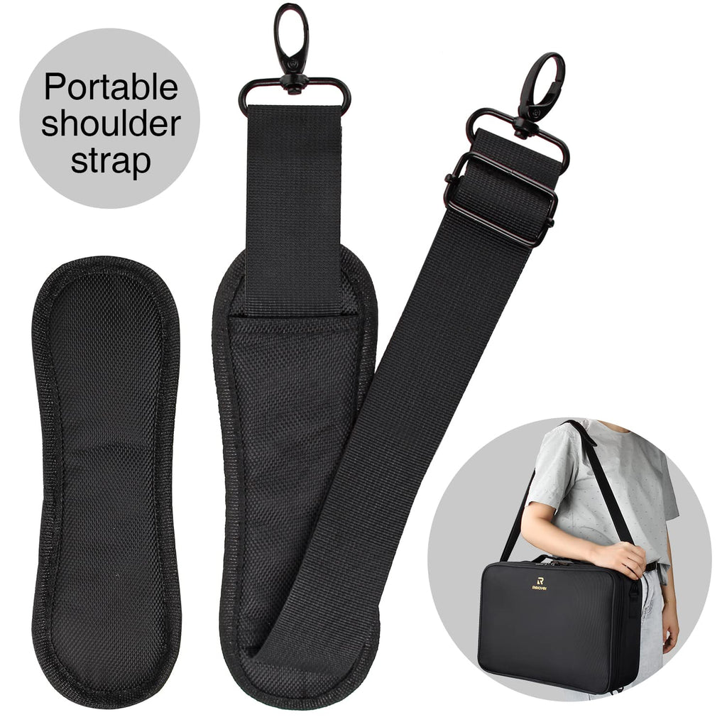 MONSTINA Large Makeup Case, 3 Layers Makeup Bag Cosmetic Organizer Brush Bag Barber Train Case Makeup Artist Box for Hair Curler Hair Straightener Brush Set and Cosmetics
