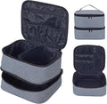 TANPADUAJI Double Layer Makeup Bag Portable Large Cosmetic Case Organizer with Adjustable Dividers Storage Travel Bag for Accessories Brushes Conditioner and Skin Care Products (Grey)