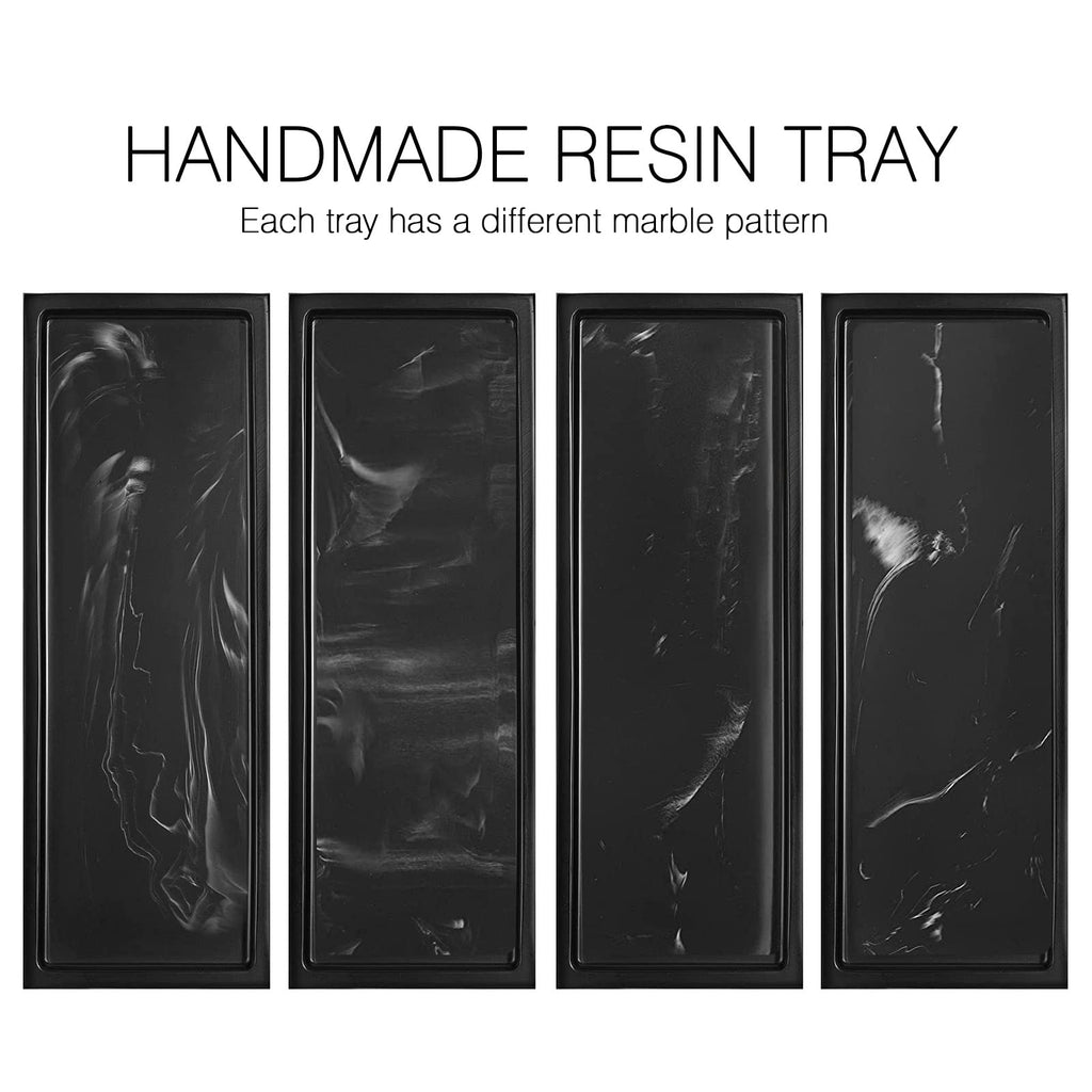 Luxspire Marble Tray for Soap Dispenser Perfume Jewelry, S, Ink Black