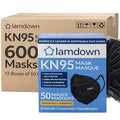 (600-Pack) KN95 Face Masks, Individually Wrapped, Premium Disposable Dust Mask, Black