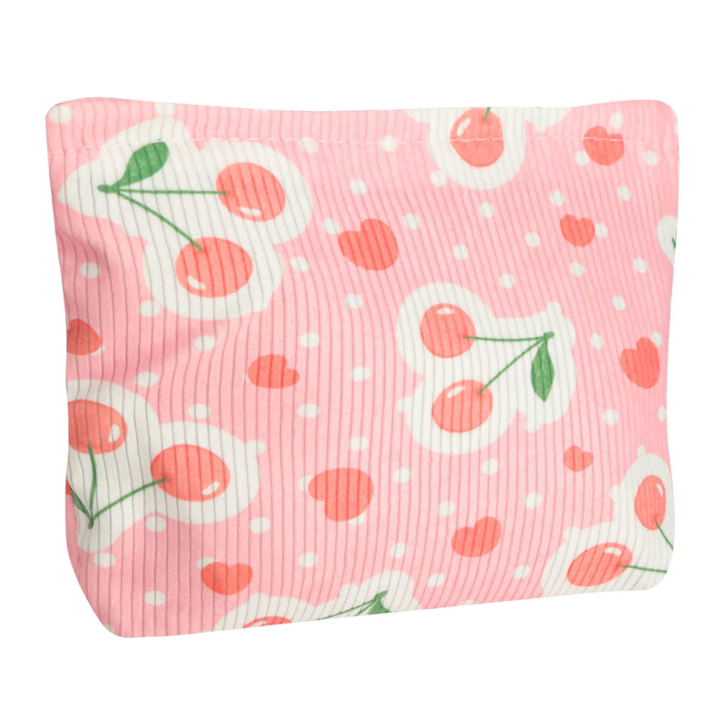 Ksriylm Cute Cherry Makeup Pouch for Women Red Heart Small Make Up Bag for Purse Zipper Initial Makeup Cosmetic Bags Pouches for Purse Aesthetic Travel Toiletry Bags, Pink Cherries Hearts
